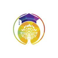 création de logo d'éducation à la nature moderne et créative. chapeau de graduation et logo d'icône d'arbre. vecteur