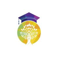 création de logo d'éducation à la nature moderne et créative. chapeau de graduation et logo d'icône d'arbre. vecteur