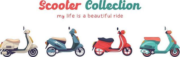 ensemble de divers scooter collection. vecteur ilustration pour affiche, autocollant, etc