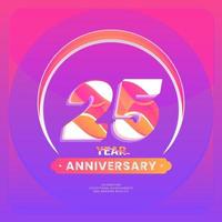 nombre 25 vecteur logos pour anniversaire fête isolé sur violet arrière-plan, vecteur conception pour fête, invitation carte, et salutation carte.