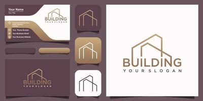bâtiment logo illustration vecteur graphique conception dans ligne art style.
