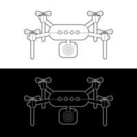 jeu d'icônes vectorielles drones, contour noir et blanc vecteur