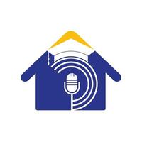 conception de symbole d'icône de logo de podcast diplômé. concept de logo de podcast d'éducation. vecteur
