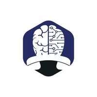 cerveau appel vecteur logo conception modèle. technologie la communication logo concept.