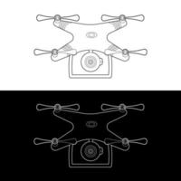 jeu d'icônes vectorielles drones, contour noir et blanc vecteur