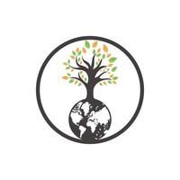 modèle de conception de logo vectoriel arbre globe. planète et symbole ou icône écologique.