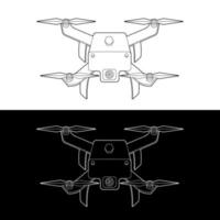 jeu d'icônes vectorielles drones, contour noir et blanc vecteur