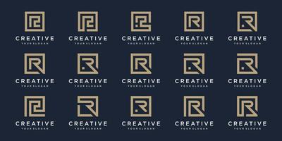 ensemble de logo conception des lettres r avec carré style. vecteur modèle