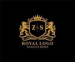 modèle de logo de luxe royal lion lettre initiale zs dans l'art vectoriel pour le restaurant, la royauté, la boutique, le café, l'hôtel, l'héraldique, les bijoux, la mode et d'autres illustrations vectorielles.