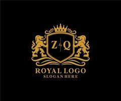 modèle de logo de luxe royal lion lettre initiale zq en art vectoriel pour restaurant, royauté, boutique, café, hôtel, héraldique, bijoux, mode et autres illustrations vectorielles.