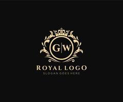 initiale gw lettre luxueux marque logo modèle, pour restaurant, royalties, boutique, café, hôtel, héraldique, bijoux, mode et autre vecteur illustration.