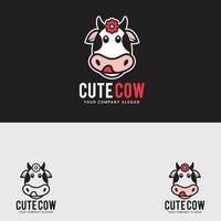 modèle de vecteur de conception de logo de vache mignonne