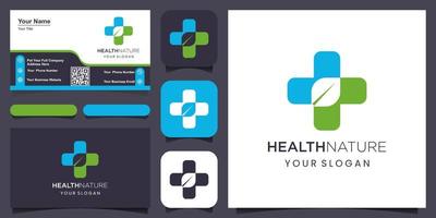 médical et santé pharmacie logo combiné avec feuille vecteur conception modèle