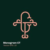 monogramme logo ct vecteur