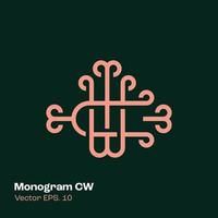 monogramme logo cw vecteur