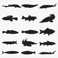 ensemble de modèles de conception de vecteur de silhouette de poisson