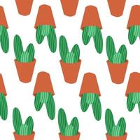 exotique cactus main tiré modèle. coloré impression est génial pour textiles. botanique les plantes. en tissu emballage fond d'écran pour cadeau. vecteur illustration dans dessin animé plat style isolé sur blanc Contexte.