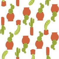 exotique cactus main tiré modèle. coloré impression est génial pour textiles. botanique les plantes. en tissu emballage fond d'écran pour cadeau. vecteur illustration dans dessin animé plat style isolé sur blanc Contexte.