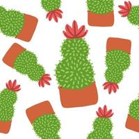 exotique cactus main tiré modèle. coloré impression est génial pour textiles. botanique les plantes. en tissu emballage fond d'écran pour cadeau. vecteur illustration dans dessin animé plat style isolé sur blanc Contexte.