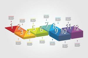 Triangle échelle étape modèle avec nombre pour infographie pour présentation pour 12 élément vecteur