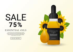 Vente d'huiles essentielles de tournesol vecteur