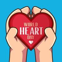 mains tenir une rouge cœur. pour charité, santé assurance, aimer, monde cœur journée vecteur