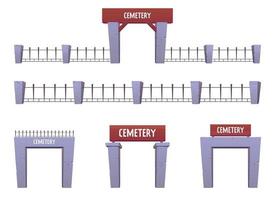 cimetière clôture et entrée à le cimetière dans dessin animé style. vecteur illustration isolé sur blanc