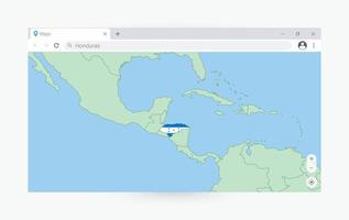 navigateur fenêtre avec carte de Honduras, recherche Honduras dans l'Internet. vecteur