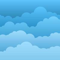 plat des nuages. bleu ciel avec papier dessin animé des nuages. vecteur illustration