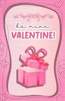 valentines journée affiche. être mien Valentin carte avec cadeau boîte avec ruban arc. Stock vecteur des illustrations dans plat dessin animé style.