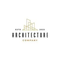 bâtiment logo. or bâtiment symbole géométrique linéaire style. utilisable pour réel domaine, construction, architecture et bâtiment logo vecteur