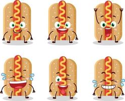 dessin animé personnage de Hot-dog avec sourire expression vecteur