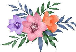 coloré aquarelle floral bouquet vecteur
