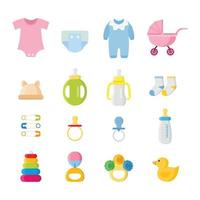 jeu d'icônes d'accessoires bébé vecteur