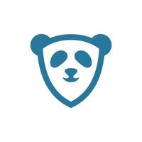 animal Panda visage avec bouclier moderne logo vecteur