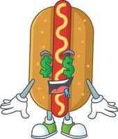 dessin animé personnage de Hot-dog vecteur