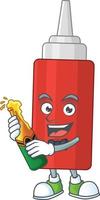 dessin animé personnage de sauce bouteille vecteur