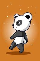 un dessin à la main de panda beau et cool vecteur