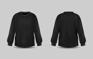 3d longue T-shirt noir moquer en haut vecteur