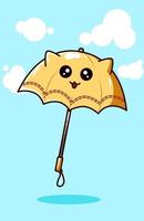 parapluie jaune kawaii, illustration de dessin animé vecteur