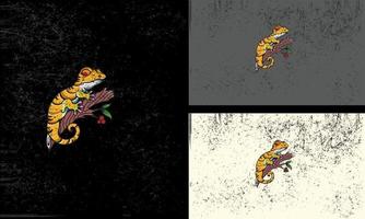 Jaune lézard et arbre vecteur illustration mascotte conception concept