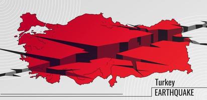 dinde et Syrie tremblement de terre bannière avec rouge carte et Terre fissure. vecteur illustration de le carte de dinde avec épicentre de le tremblement de terre.