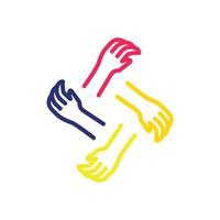 mains relier communauté groupe équipe non lucratif coloré abstrait moderne logo conception vecteur