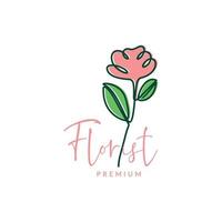 féminin plante fleur fleuriste floral moderne minimal ligne art coloré logo conception conception vecteur