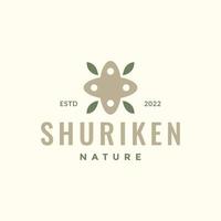 shuriken ninja Japonais feuilles la nature branché logo conception vecteur