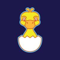 animal animaux domestiques la volaille peu canard caneton la trappe Oeuf mignonne mascotte dessin animé moderne coloré logo conception vecteur