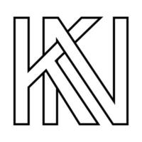 logo signe kn nk, icône double des lettres logotype n k vecteur