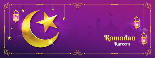 Ramadan kareem islamique Contexte avec d'or croissant lune et étoiles vecteur