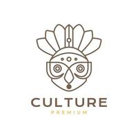 masque tribu culture traditionnel rural intérieur ethnique mascotte dessin animé ligne art logo conception vecteur