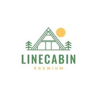 vacances cabine villa bois pin forêt se détendre ligne moderne logo conception vecteur